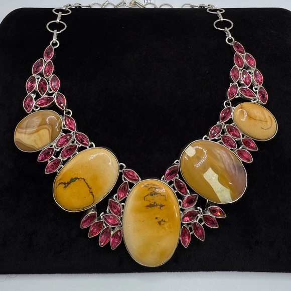 Mookaite Jasper and Rubellite Necklace - Picture 3 of 3